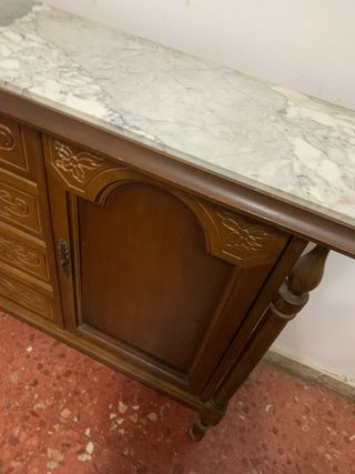 Mueble de entrada madera y mármol
