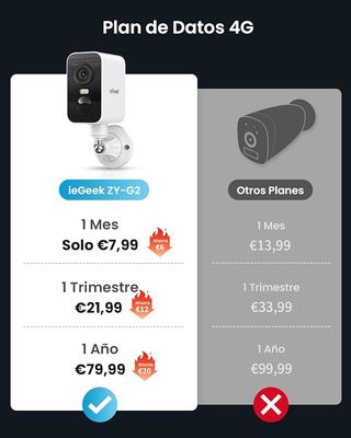 ieGeek Camara 4G 2K 10000mAh Exterior Solar IP66