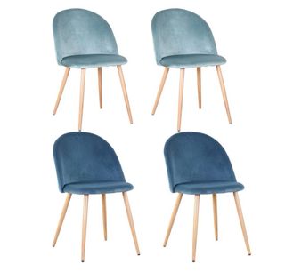 Juego de 4 sillas de comedor de terciopelo