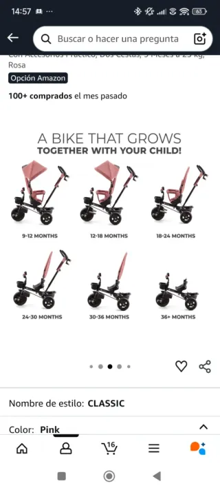 Triciclo evolutivo Kinderkraft rosa