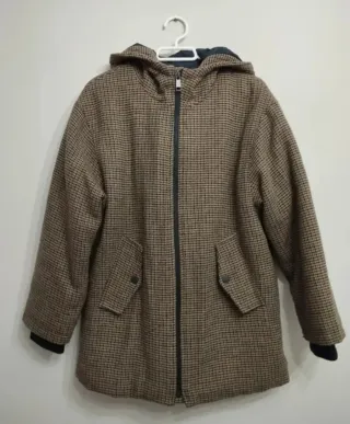 Abrigo inglés cuadros beige y marrón