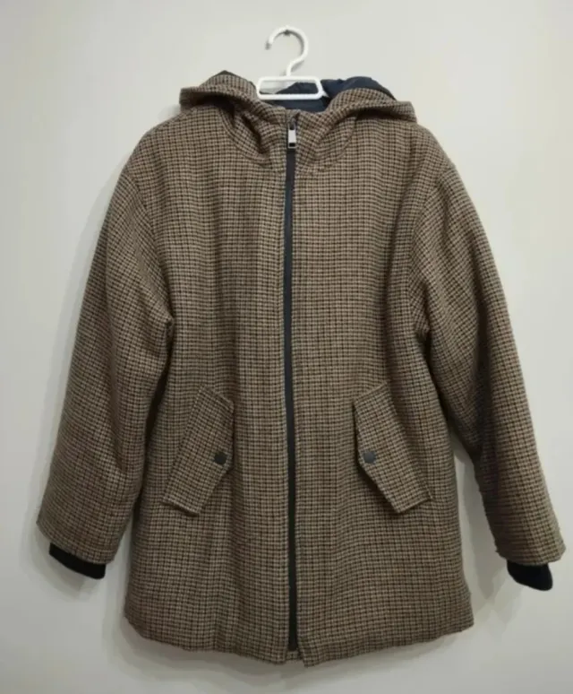 Abrigo inglés cuadros beige y marrón