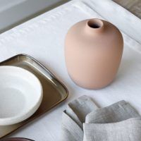 Jarrón Bege Cerâmica Minimalista