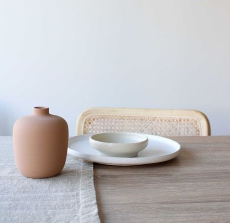 Jarrón Bege Cerâmica Minimalista