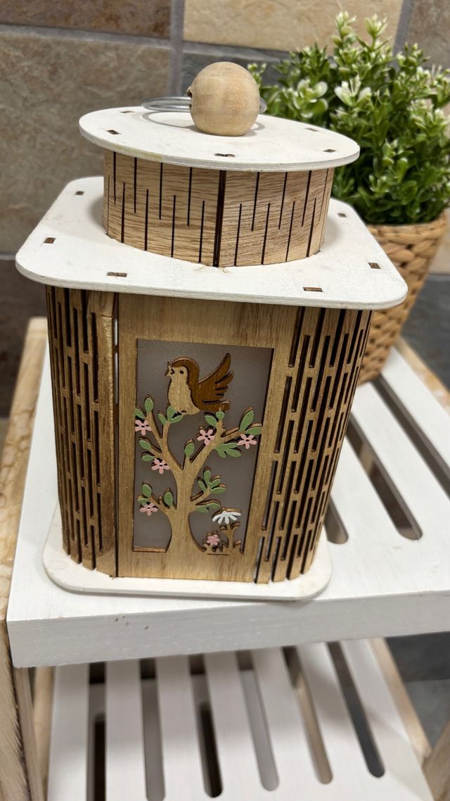 Lámpara Decorativa Madera y Metal a Pilas