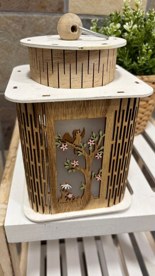 Lámpara Decorativa Madera y Metal a Pilas