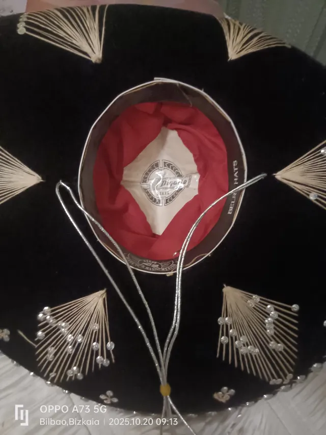 Sombrero Mexicano Auténtico Negro y plateado