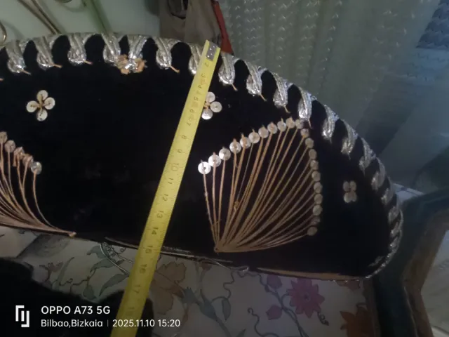 Sombrero Mexicano Auténtico Negro y plateado