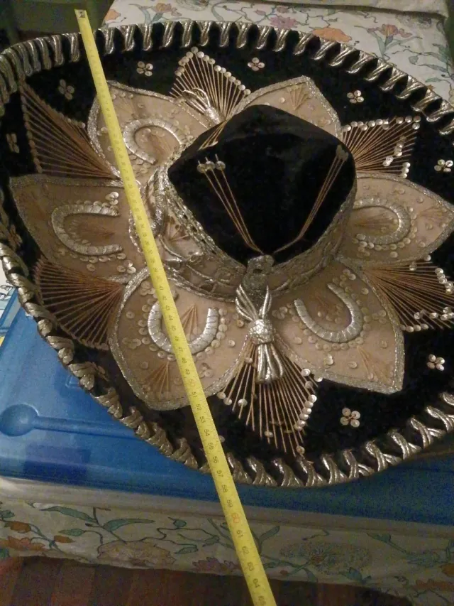 Sombrero Mexicano Auténtico Negro y plateado