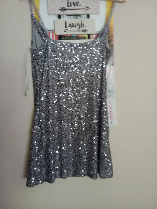 Vestido fiesta lentejuelas marrón oro y otro plata