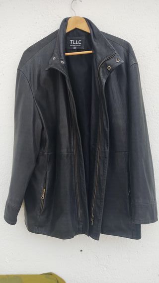 Chaqueta de cuero TLLC Menswear Negra Talla 54