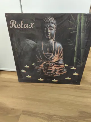Cuadro Buda con Velas y Bambú 40x40