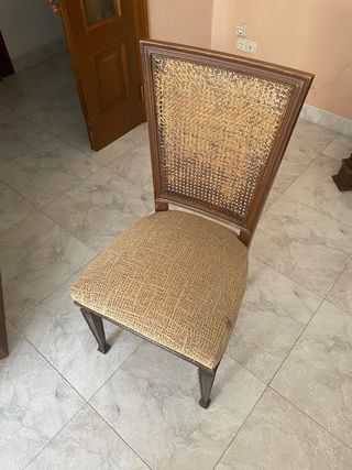 Sillas de comedor madera y ratán