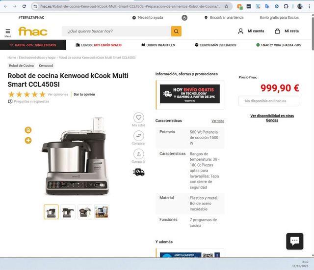 Robot Cocina Kenwood kCook Multi Smart CCL450SI