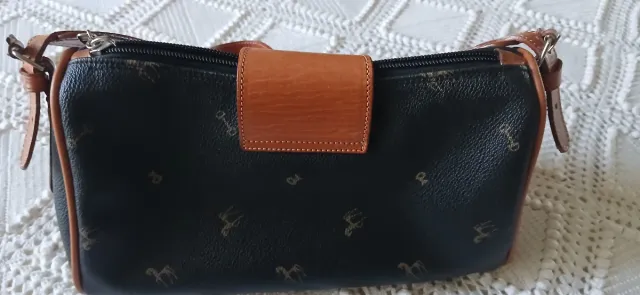 Bolso bandolera piel marrón y negro