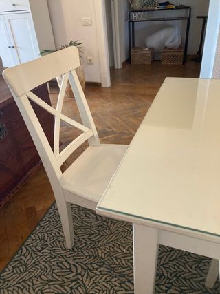 Mesa Comedor y Sillas Ikea Cristal/Madera