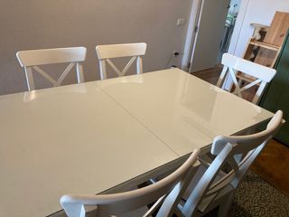 Mesa Comedor y Sillas Ikea Cristal/Madera