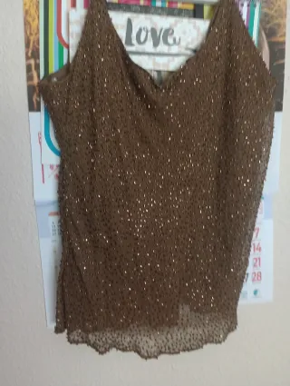 Top lentejuelas marrón tirantes