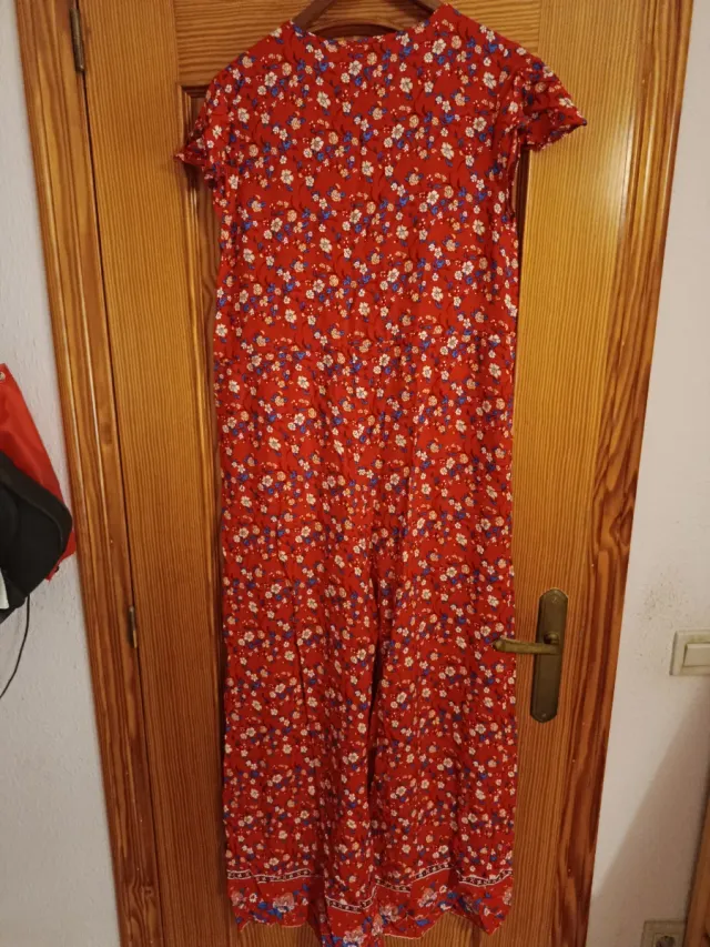 Mono largo y fresco, estampado flores rojo