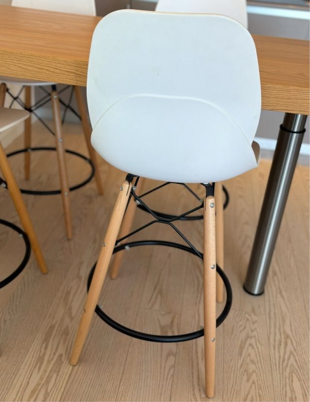 Set 4 Sgabelli Design Bianchi Legno Chiaro