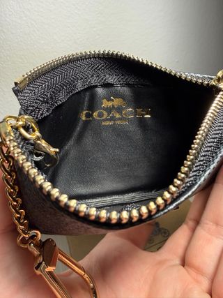 Monedero/Tarjetero Coach Negro y Dorado