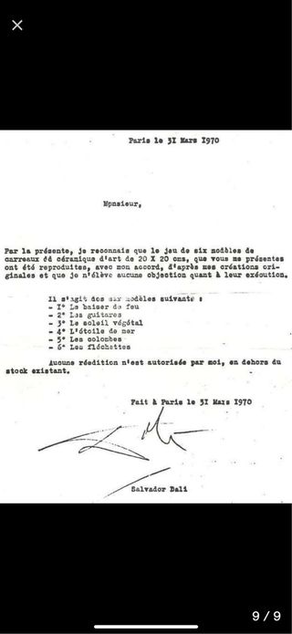 6 azulejos Salvador Dalí. Enmarcados.