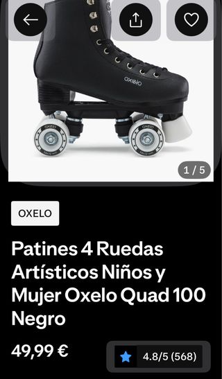 Patines 4 Ruedas Negros OXELO DECATHLON