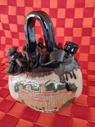 Jarrón/Botijo con motivos de Castellar de n'Hug.