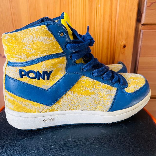Zapatillas Pony Rugosas Azul y Amarillo