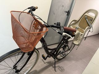 Bicicleta de Paseo con Silla Infantil y Cesta