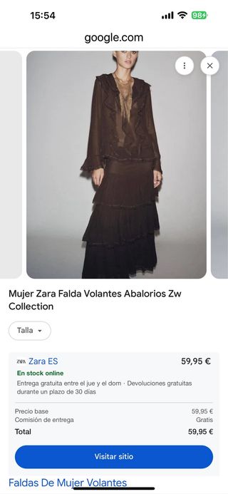 Falda Zara volantes abaloriabaloriy cristal brillo