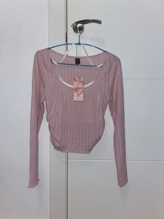 Camiseta SHEIN rosa manga larga