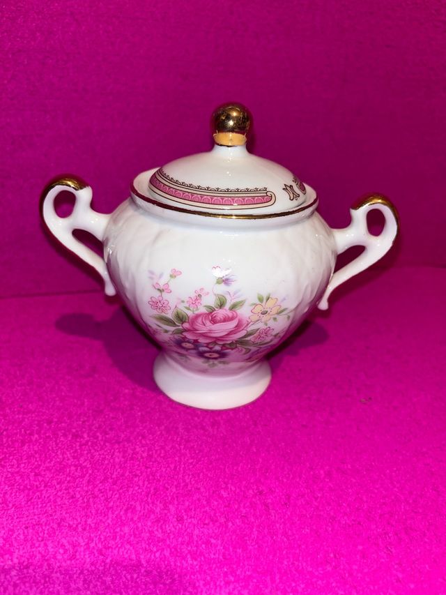 Azucarero T. Limoges Cerámica Flores