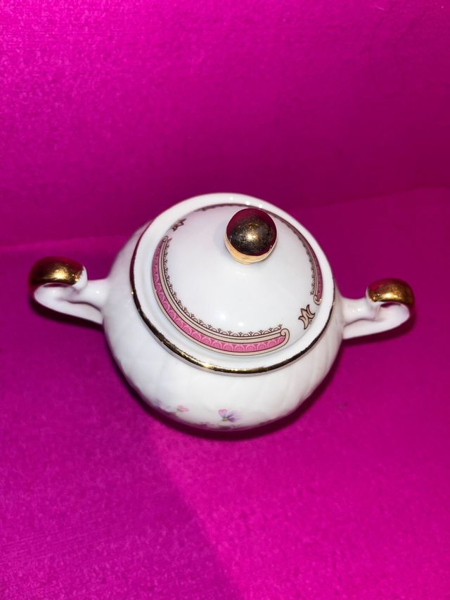 Azucarero T. Limoges Cerámica Flores