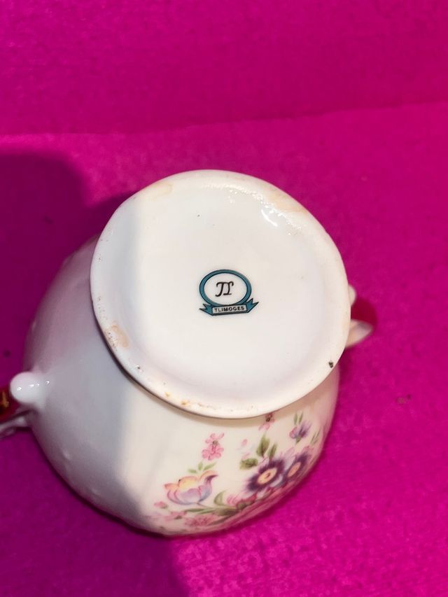 Azucarero T. Limoges Cerámica Flores