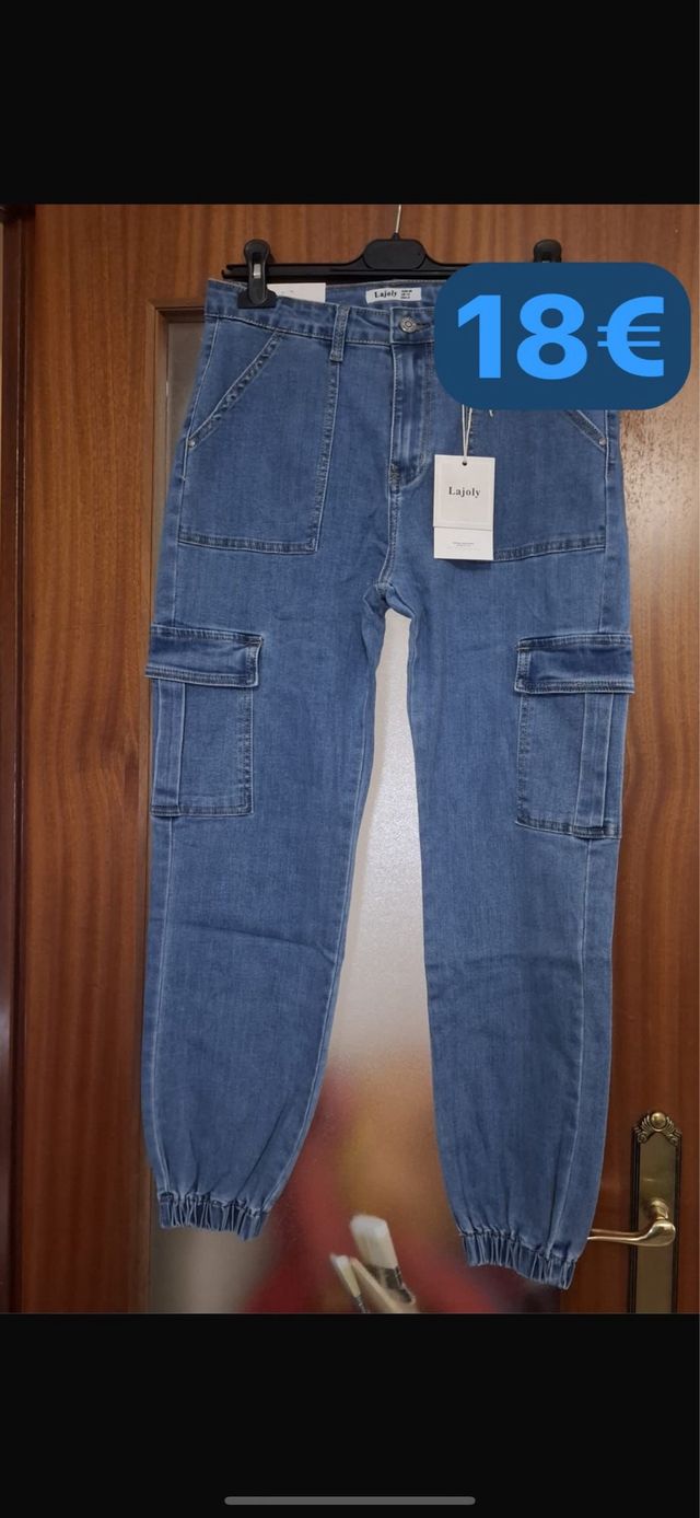 Vaqueros cargo bolsillos azules talla 36, 38 y 42