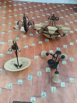 Lámparas de techo de cristal y metal