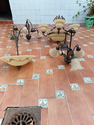 Lámparas de techo de cristal y metal