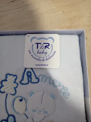 Copertina pile ricamata orsetto 75x95