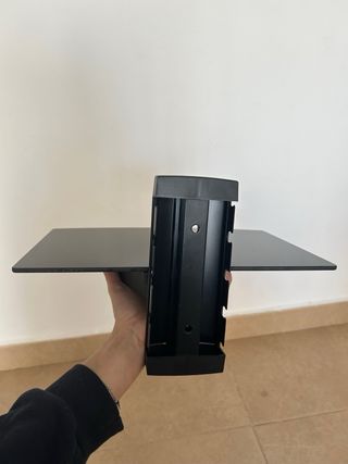 Soporte pared TV/accesorios cristal negro