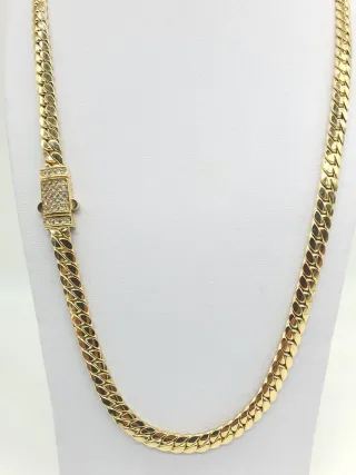 CADENA ESTILÓ CUBANA, 18 KILATES.