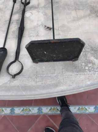 Juego atizador chimenea metal negro