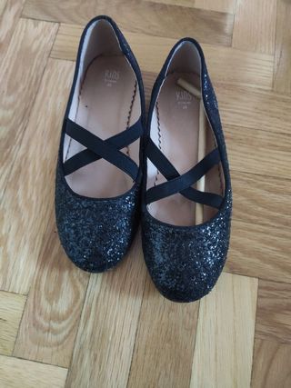 Zapatos niña brillantes negros talla 35