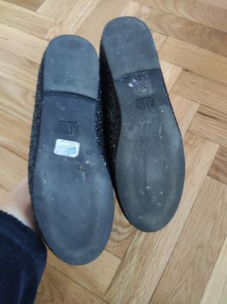 Zapatos niña brillantes negros talla 35
