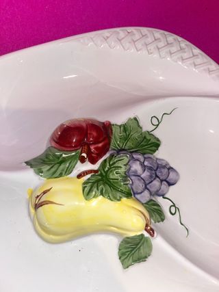 Plato Cerámica Barbotina Frutero Antiguo