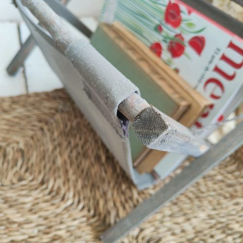 Revistero rústico madeira e tela