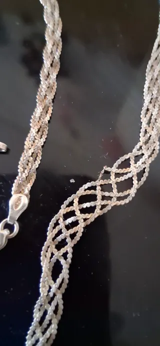 Collar y pulsera de plata trenzada