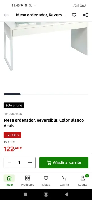 Mesa escritorio blanca con cajones
