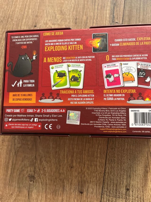 Juego cartas exploding kittens