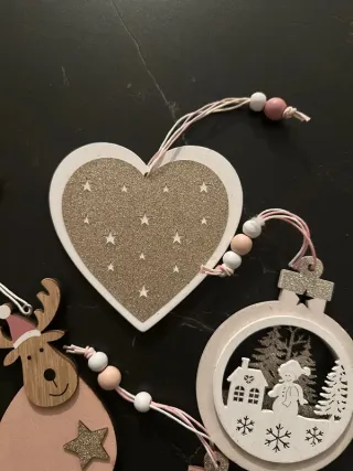 Decorazioni Natale Rosa Legno e Metallo